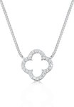 Elli Kette mit Anh&auml;nger Kleeblatt Gl&uuml;ck Zirkonia 925 Silber, Kleeblatt wei&szlig;...