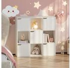 en.casa Kinderregal, &raquo;Ljunshund&laquo; mit 9 F&auml;chern W&uuml;rfel 90x90x30 cm Wei&szlig;