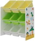 en.casa Kinderregal, &raquo;Mux&iacute;a&laquo; mit 9 Ablagekisten Dinosaurier-Motiv 60x62x26,5...