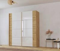 Furnhaus Kleiderschrank Schwebet&uuml;renschrank Artemis, mit Glast&uuml;ren, Eiche...