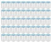 Wellgro Vorratsglas Einmachgl&auml;ser Schraubdeckel blau kariert - 435 ml, (50-tlg)