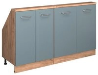 Vicco Unterschrank R-Line, Blau-Grau/Goldkraft Eiche, 140 cm 2er Set (2-St)