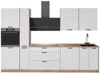 Vicco K&uuml;chenzeile Fame-Line, Wei&szlig; Landhaus/Goldkraft Eiche, 310 cm ohne