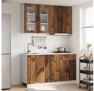 vidaXL H&auml;ngeschrank vidaXL K&uuml;cheneinheit PORTO 4 stk. Altholz Holzwerkstoff