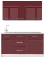 Vicco K&uuml;chenzeile Fame-Line, Bordeaux Hochglanz/Wei&szlig;, 150 cm ohne...