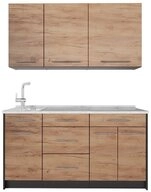 Vicco K&uuml;chenzeile Fame-Line, Goldkraft Eiche/Anthrazit, 150 cm, AP Marmor