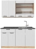 Vicco K&uuml;chenzeile Fame-Line, Wei&szlig; Landhaus/Goldkraft Eiche, 140 cm, AP...