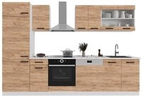 Vicco K&uuml;chenzeile R-Line, Goldkraft Eiche/Wei&szlig;/Wei&szlig;, 300 cm AP Anthrazit