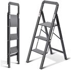 KINGRACK Trittleiter Stufenleiter Trittleiter 3 Stufen Klapptrittleiter...