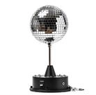 SATISFIRE Discolicht LED Spiegelkugel Discokugel 13cm Standfu&szlig; bunt Batterie...