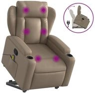 vidaXL Massagesessel, Relaxsessel mit Aufstehhilfe Cappuccino-Braun Kunstleder