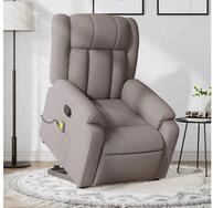 vidaXL Sessel vidaXL Massagesessel mit Aufstehhilfe Taupe Stoff
