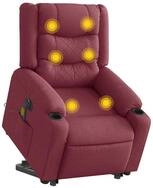 vidaXL Massagesessel, Elektrischer Massagesessel mit Aufstehhilfe Weinrot Stoff