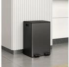 HOMCOM M&uuml;lltrennsystem Abfalleimer aus Edelstahl, 2x28 l, Soft-Close, Pedal,...