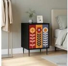 vidaXL Nachtkommode vidaXL Nachttisch ESSEN Schwarz Eichen-Optik 36 x 33 x 51 cm