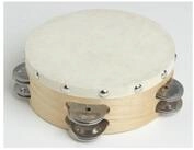FAME Tambourine,6 Zoll Felltambourine Holz Naturfarben Doppelreihig Ziegenfell