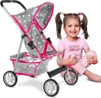 Kinderplay Dolls & Strollers Puppenbuggy Puppenbuggy Grau &ndash; Leicht & Klappbar...