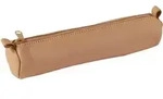 CLAIREFONTAINE Federtasche Schlamperm&auml;ppchen klein Leder rund 3,5x18cm Naturton