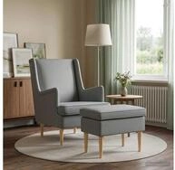 vidaXL Gartenlounge-Set vidaXL Sessel mit Fu&szlig;hocker 2 stk. Hellgrau Stoff