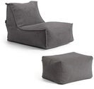 mokebo Sitzsack Der Sundowner (aus weichen Cord in Anthrazit), mit Hocker,
