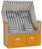 vidaXL Gartenliege vidaXL Strandkorb mit Kissen Poly Rattan & Massivholz Wei&szlig;...