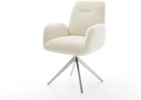 DELIFE Polsterstuhl Zoa-Flex, Kreuzgestell breit Edelstahl Teddystoff Beige...