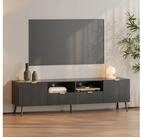 en.casa TV-Schrank &raquo;Nand&laquo; mit 2 T&uuml;ren geriffelt 180 x 40 x 51 cm Schwarz