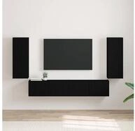 vidaXL TV-Board vidaXL TV-Wandschrank 2 stk. Schwarz Holzwerkstoff