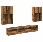 vidaXL TV-Wand TV-Wandschrank-Set mit LED-Lichtern 7 stk. Altholz, (7-St)