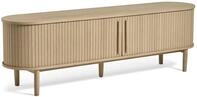 Selsey TV-Schrank Meta TV-Board oval mit Lamellenfront, Schiebet&uuml;ren, gek&auml;lkte