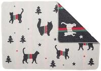 DAVID FUSSENEGGER Tierdecke 'xmas Silhouetten Katzen' 70 x 90 cm wei&szlig;
