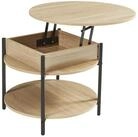 en.casa Couchtisch, &raquo;Kandas&laquo; mit Hebeplatte rund 70 x 49 cm Eicheoptik
