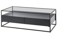 Robas Lund Couchtisch, aus Klarglas & Metallgestell schwarz 120x40x60 cm