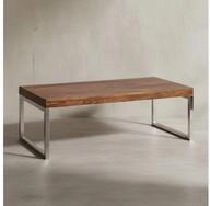 KADIMA DESIGN Couchtisch Handgefertigter Massivholz-Kaffeetisch ISEN mit Chrom