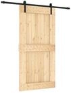 vidaXL Schiebet&uuml;r Schiebet&uuml;r Nat&uuml;rlich und Schwarz 100 x 210 cm Massivkiefer
