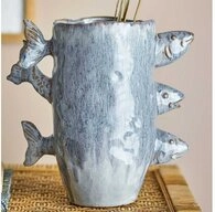Bloomingville Dekovase Bloomingville Vase TACE Blau Keramik FISCHE 23 cm