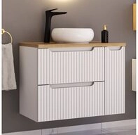 Lomadox Waschtisch NEWPORT-56-WHITE, Waschplatz Set in wei&szlig; mit gerillter...