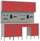 vidaXL Werkzeugschrank Werkbank 10 Stk. Rot und Grau Ingenieure Holz und Stahl