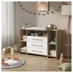 Vicco Wickelkommode Oskar, Wei&szlig;/Sonoma, 143 x 100 cm XL mit Schubladen