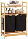 LuxusKollektion W&auml;schesortierer W&auml;schekorb Bambusgestell 2 Ablagen 2 70 L (93...