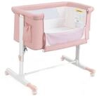 COSTWAY Beistellbett 3 in 1 Reisebett, 5-stufig h&ouml;henverstellbar,Matratze