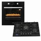 KB Elements Backofen-Set Einbaubackofen 60 cm mit Gaskochfeld 5 Flammig, Air...