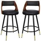 LuxusKollektion Barhocker Barhocker 2er Set 65 cm Holzsitz schwarz