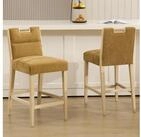 LuxusKollektion Barhocker Barhocker 2er Set Chenille R&uuml;ckenlehne Fu&szlig;st&uuml;tze...