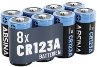 ABSINA 8x CR123A 3V Lithium Batterie f&uuml;r Kamera, Fotoapparat, auslaufsicher