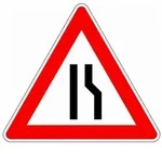Warnschild VKZ.121-10 Dreieck 900mm RAL2 verengte Fahrbahn re bunt