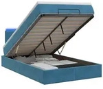 vidaXL Bett Ottoman-Bett mit Matratze und LED Dunkelblau 120 x 190 cm Samt...
