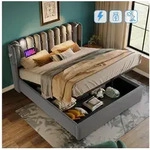 STILVORA Polsterbett 140x200 Bettgestell Jugendbett mit Stauraum,Doppelbett mit