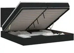 vidaXL Bett Ottoman Bett mit Matratze Schwarz 200 x 200 cm Stoff (1-tlg) schwarz