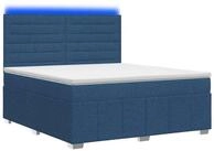 vidaXL Bett LED Boxspringbett mit Matratze Blau 160 x 200 cm Stoff (1-tlg)
